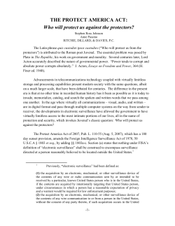 The Protect America Act: Who will protect us against the protectors?