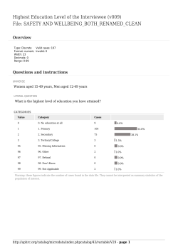 Highest Education Level of the Interviewee (v009) File