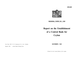 Report on the Establishment of a Central Bank for Ceylon