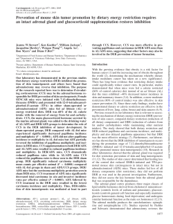 Prevention of mouse skin tumor promotion by dietary energy
