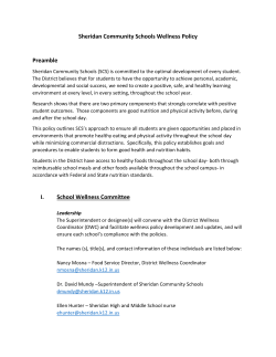 Sheridan Community Schools Wellness Policy Preamble I. School