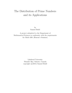 The Distribution of Prime Numbers and its Applications