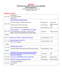 ETAP NUUG 2016 Agenda