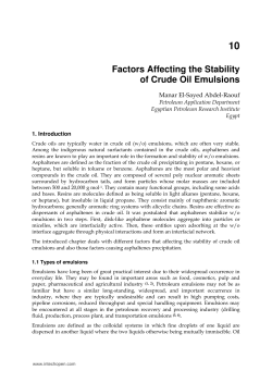 Factors Affecting the Stability of Crude Oil Emulsions