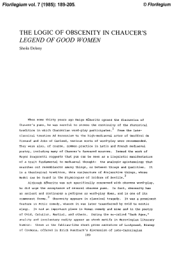 THE LOGIC OF OBSCENITY IN CHAUCER`S