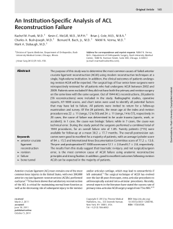 An Institution Specific Analysis of ACL Reconstruction Failure (2012)