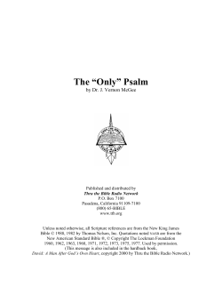 The &ldquo;Only&rdquo; Psalm