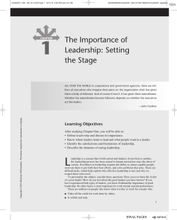 The Importance of Leadership: Setting the Stage