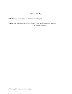 Teaching Social Skills - Society for Research on Educational