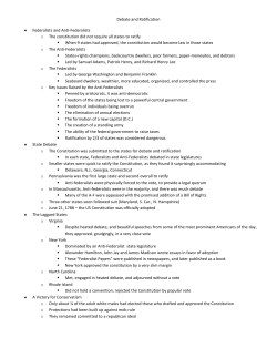 Debate and Ratification Federalists and Anti