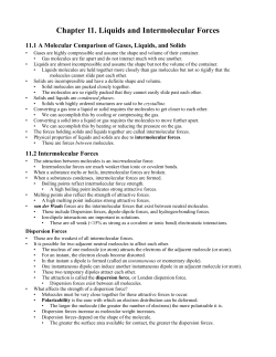 Chapter 11. Liquids and Intermolecular Forces