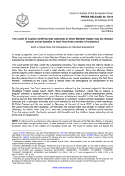The Court of Justice confirms that nationals of - curia