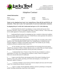 Adoption Contract - Lucky You! Animal Rescue