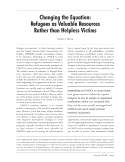 Changing the Equation: Refugees as Valuable Resources Rather