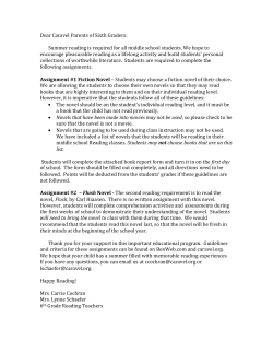 Dear Caravel Parents of Sixth Graders: Summer reading is required