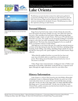 Oral History - Lake Orienta - Seminole County Water Atlas