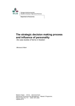 The strategic decision making process and influence of personality
