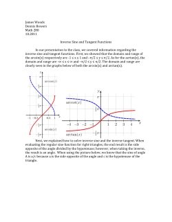 James Woods Dennis Bowers Math 280 10.2811 Inverse Sine and