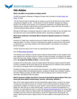 FAQ&mdash;Religion - Scouts for Equality