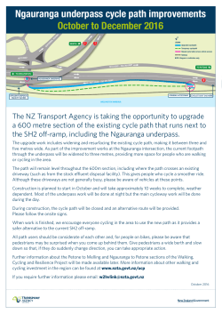 Ngauranga underpass cycle path improvements - October to