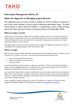 Advice 29 Advice for Agencies on Managing Legacy Records