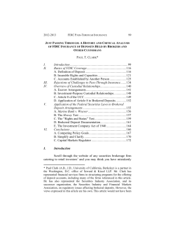 Just Passing Through: A History and Critical Analysis of FDIC