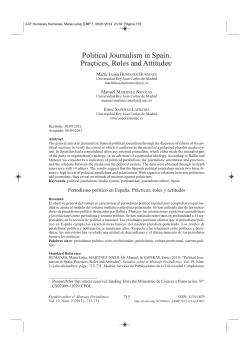 Political Journalism in Spain. Practices, Roles and Attitudes