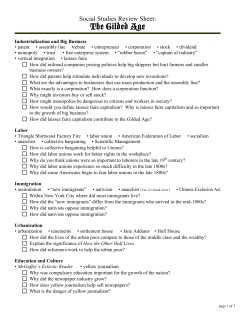 Gilded Age Review Sheet - Scarsdale Public Schools