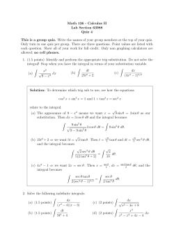 Math 126 - Calculus II Lab Section 63988 Quiz 4 This is a group quiz