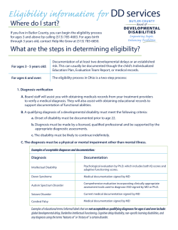 Eligibility information for DD services