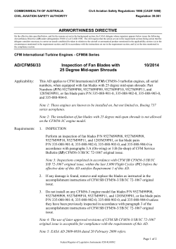 AIRWORTHINESS DIRECTIVE AD/CFM56/33 Inspection of Fan