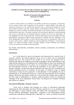 Interculturality in the Context of Africa`s Colonial and Decolonization