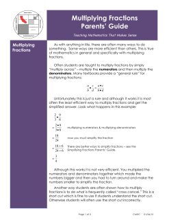 Multiplying Fractions Parents` Guide