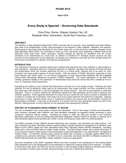Every Study Is Special! - Governing Data Standards
