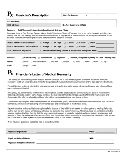 Certificate of Medical Necessity for Cold Therapy