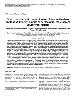 Spectrophotometric determination of acetaminophen content of