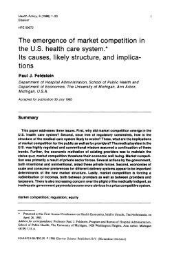 The emergence of market competition in the U.S. health care system