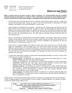 Maternal Age Risks - Emory University Department of Human Genetics