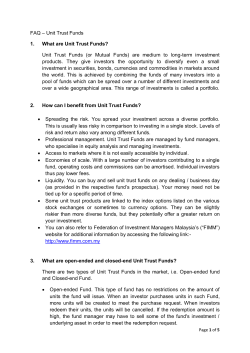 1. What are Unit Trust Funds?