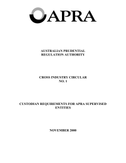 Custodian Requirements for APRA Supervised Entities