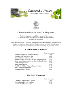 Okemos Conference Center Catering Menu Chilled Hors D`oeuvres