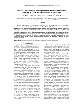 Bacterial Population in Holding Solutions Used for Postharvest