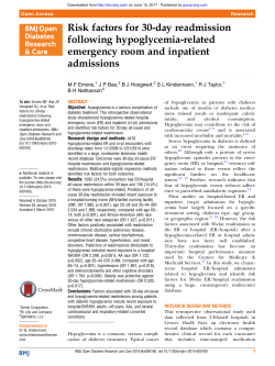 Risk factors for 30-day readmission following hypoglycemia