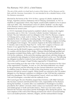 Pax Romana 1921-2012: a brief history