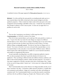 1 Material Coincidence and the Indiscernibility Problem Eric T