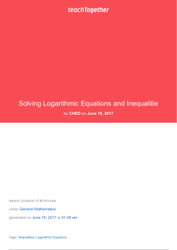 Solving Logarithmic Equations and Inequalitie