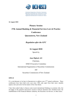 Speech on Regulation after the GFC, Plenary Session, 27th