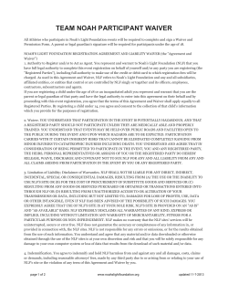 Online Team Noah Waiver - Noah`s Light Foundation