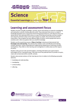 Science: Essential Learnings by the end of Year 7