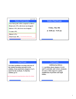 Statics Final Grades Statics Final Exam Final Exam